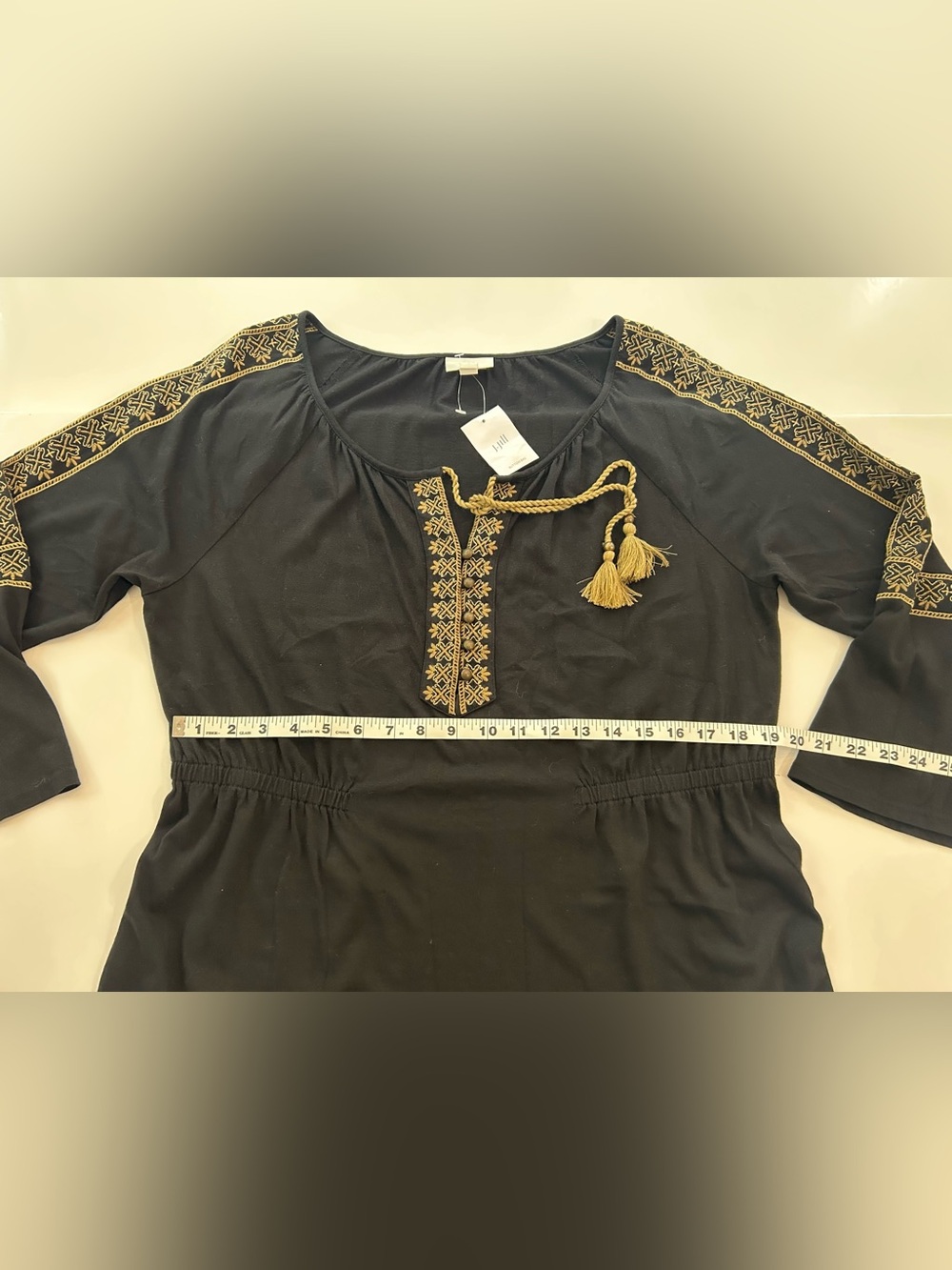 J. Jill Black Dress with Embroidery and Tassels NWT - Picture 6 of 9